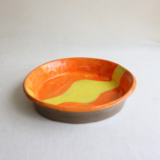 Yellow line ceramic plate