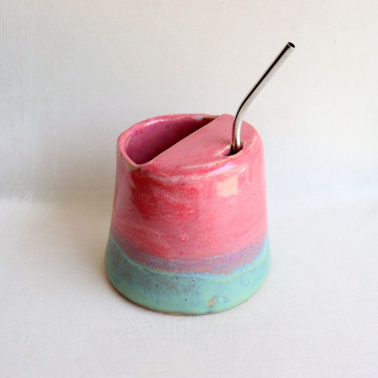 Pink candy ceramic travel mug