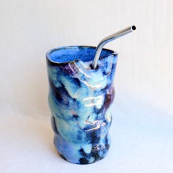 Nebula ceramic Mug with straw