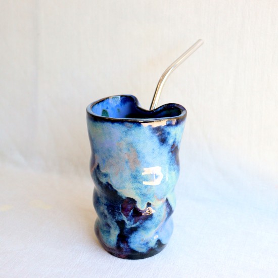 Nebula ceramic Mug with straw
