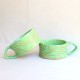 Fine line ceramic mug green