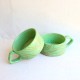 Fine line ceramic mug green