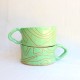 Fine line ceramic mug green