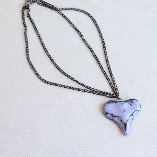 Organic Heart ceramic necklace 