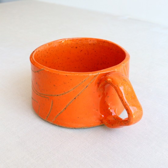 Fine line ceramic mug orange 