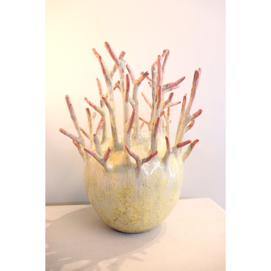 Crystalline Coral ceramic vase