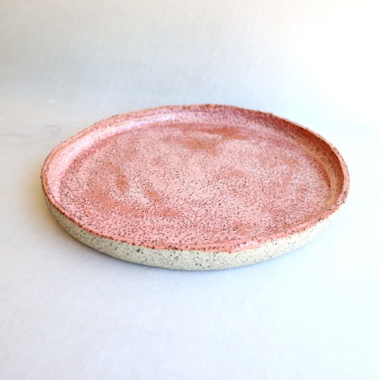 Pink water lily ceramic plate