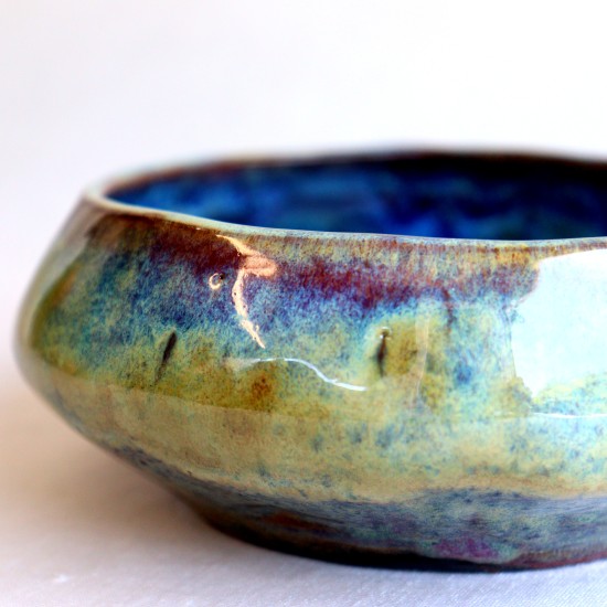 Deep green glow ceramic bowl
