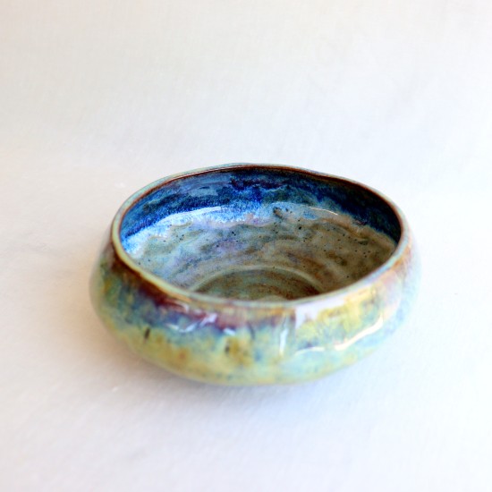 Deep green glow ceramic bowl