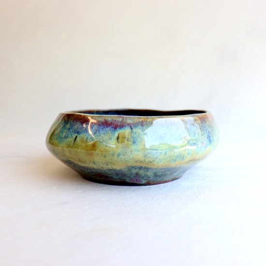 Deep green glow ceramic bowl
