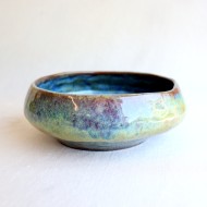 Deep green glow ceramic bowl