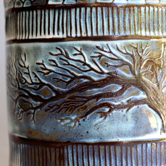 Winter scene ceramic vessel