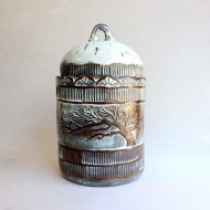 Winter scene ceramic vessel