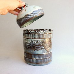 Winter scene ceramic vessel