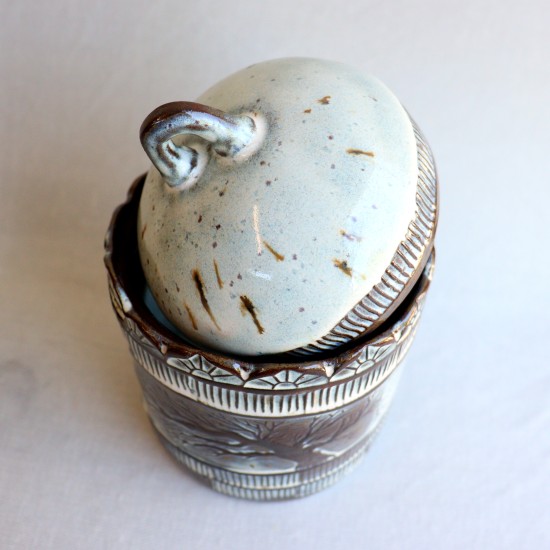 Winter scene ceramic vessel